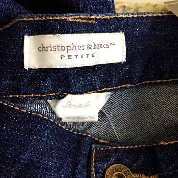 Womens NEW Capri Denim Jeans Christopher Banks NWT Dark Wash Mid Rise 4P - Picture 4 of 4